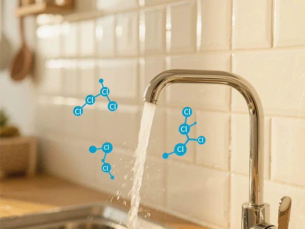 Visual comparison of untreated tap water and dechlorinated water